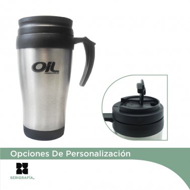 Mug Termico "Camping" plastico y acero c/asa 400 ml