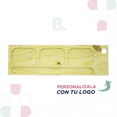 Tabla de Madera Para Picadas (4 Espacios) 12cm - 39cm