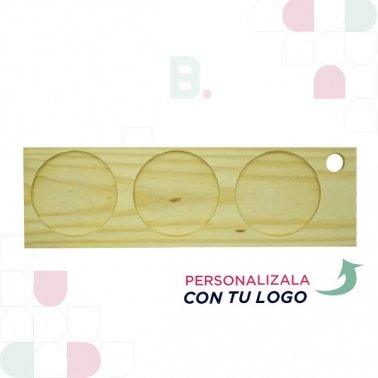 Tabla de Madera Para Picadas (3 Espacios) 12cm - 39cm